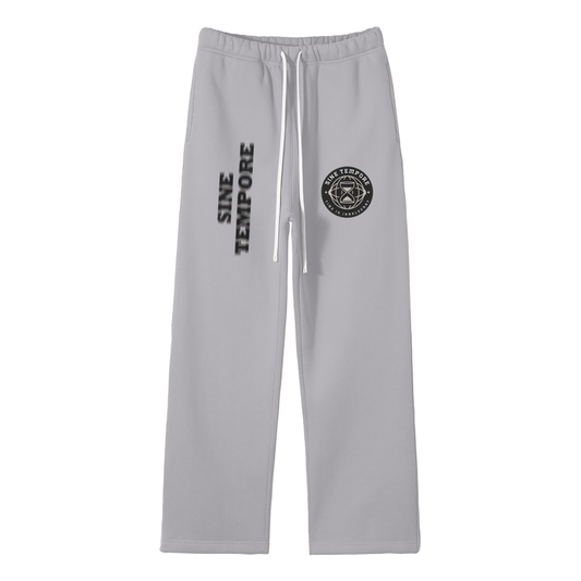 SINE TEMPORE - GREY Streetwear Unisex Solid Color Fleece Straight Leg Pants