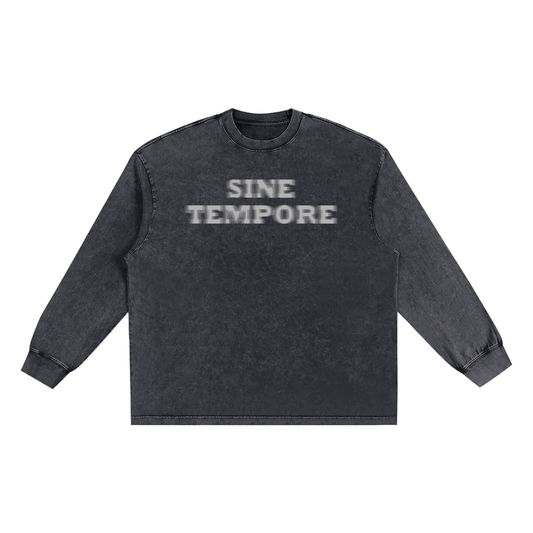 SINE TEMPORE - BLACK Snow Washed Oversize Long Sleeve Tee