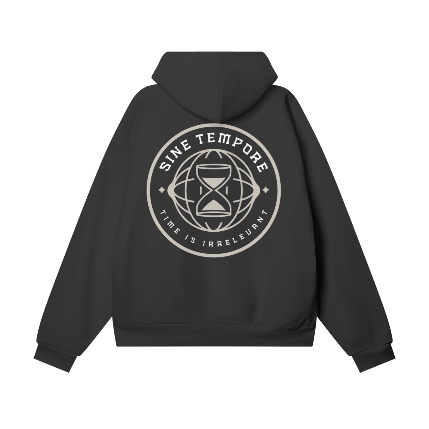 SINE TEMPORE - BLACK Counting Time Oversize Heavyweight Hidden Pocket Hoodie - 460 GSM