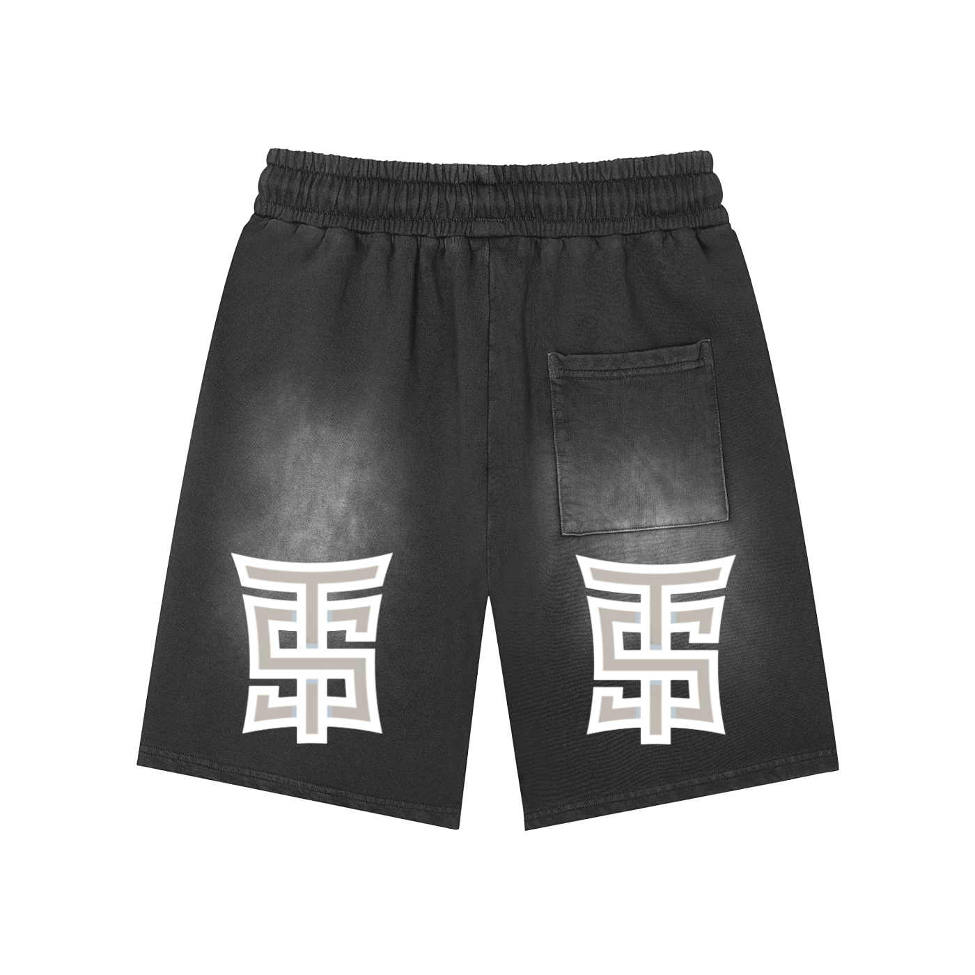 SINE TEMPORE - Shaolin Temple Logo BLACK Snow Washed Shorts